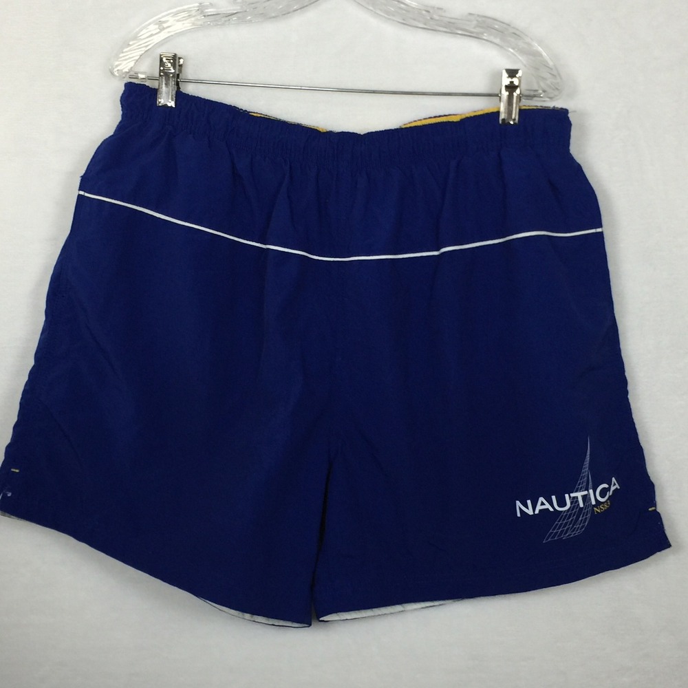 Nautica  Mens XL Blue Swim‎ Trunks Shorts Elastic Waist Casual Lake River Beach